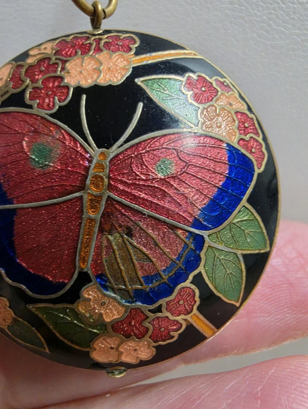 Cloisonne Butterfly Pendant Necklace
